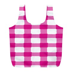 Hot Pink Brush Stroke Plaid Tech White Full Print Recycle Bags (l)  by Mariart