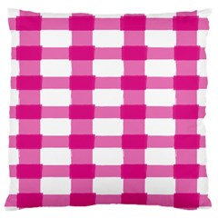 Hot Pink Brush Stroke Plaid Tech White Large Flano Cushion Case (two Sides) by Mariart