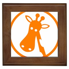 Giraffe Animals Face Orange Framed Tiles