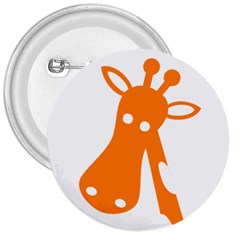 Giraffe Animals Face Orange 3  Buttons by Mariart