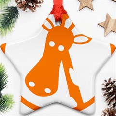 Giraffe Animals Face Orange Ornament (star) by Mariart