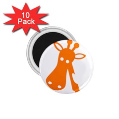 Giraffe Animals Face Orange 1 75  Magnets (10 Pack)  by Mariart