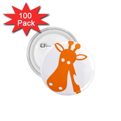 Giraffe Animals Face Orange 1 75  Buttons (100 Pack) 