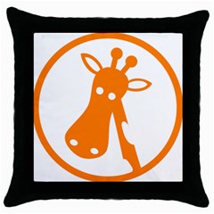 Giraffe Animals Face Orange Throw Pillow Case (black) by Mariart