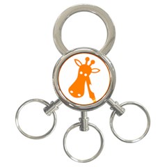 Giraffe Animals Face Orange 3-ring Key Chains by Mariart