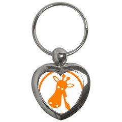 Giraffe Animals Face Orange Key Chains (heart)  by Mariart