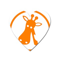 Giraffe Animals Face Orange Heart Magnet by Mariart