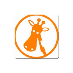 Giraffe Animals Face Orange Square Magnet by Mariart