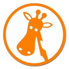 Giraffe Animals Face Orange Magnet 5  (round) by Mariart