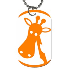 Giraffe Animals Face Orange Dog Tag (one Side)