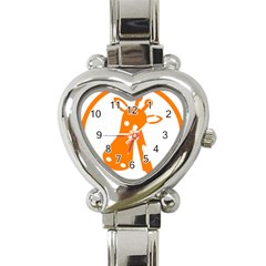 Giraffe Animals Face Orange Heart Italian Charm Watch by Mariart