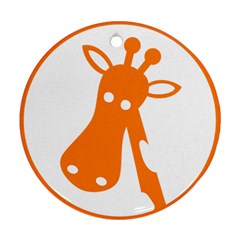 Giraffe Animals Face Orange Round Ornament (two Sides) by Mariart