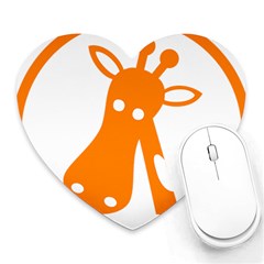 Giraffe Animals Face Orange Heart Mousepads by Mariart