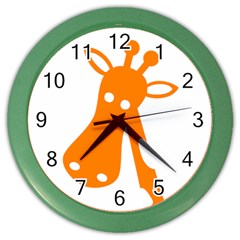 Giraffe Animals Face Orange Color Wall Clocks by Mariart