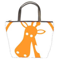 Giraffe Animals Face Orange Bucket Bags