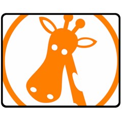 Giraffe Animals Face Orange Fleece Blanket (medium)  by Mariart