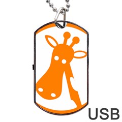 Giraffe Animals Face Orange Dog Tag Usb Flash (one Side) by Mariart