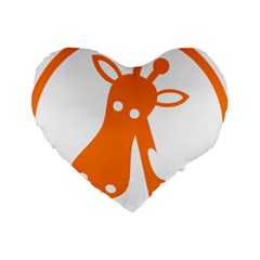 Giraffe Animals Face Orange Standard 16  Premium Heart Shape Cushions by Mariart