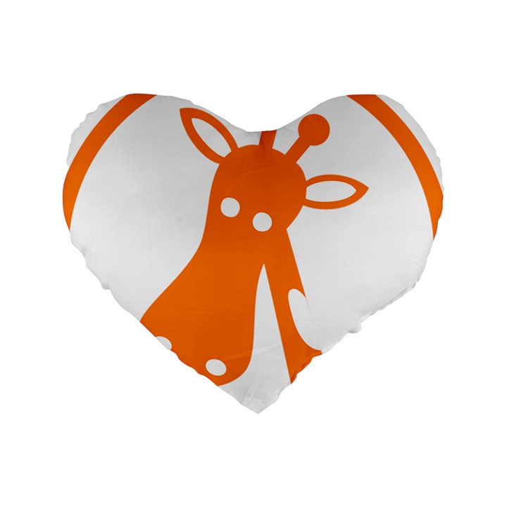 Giraffe Animals Face Orange Standard 16  Premium Heart Shape Cushions