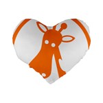 Giraffe Animals Face Orange Standard 16  Premium Heart Shape Cushions Back