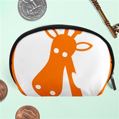 Giraffe Animals Face Orange Accessory Pouches (large)  by Mariart