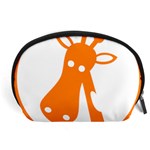 Giraffe Animals Face Orange Accessory Pouches (Large)  Front