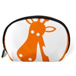 Giraffe Animals Face Orange Accessory Pouches (Large)  Back