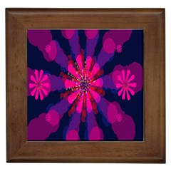 Flower Red Pink Purple Star Sunflower Framed Tiles by Mariart