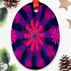 Flower Red Pink Purple Star Sunflower Ornament (oval)