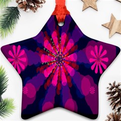 Flower Red Pink Purple Star Sunflower Ornament (star) by Mariart