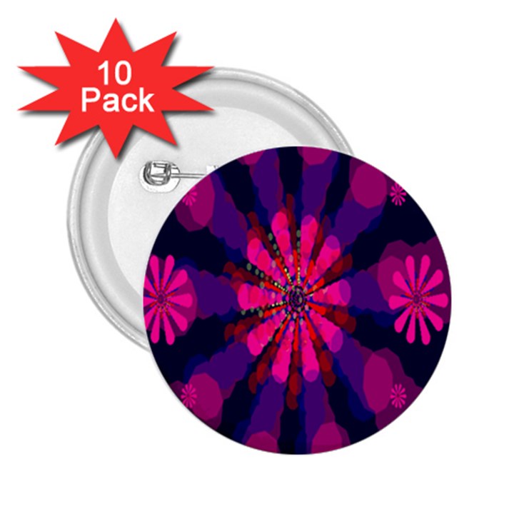 Flower Red Pink Purple Star Sunflower 2.25  Buttons (10 pack) 