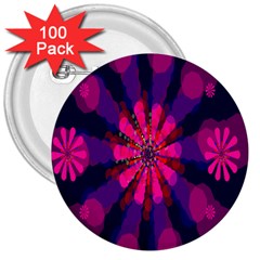 Flower Red Pink Purple Star Sunflower 3  Buttons (100 Pack) 