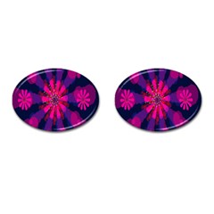 Flower Red Pink Purple Star Sunflower Cufflinks (oval) by Mariart