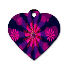 Flower Red Pink Purple Star Sunflower Dog Tag Heart (two Sides) by Mariart