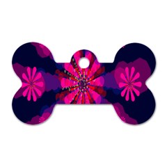 Flower Red Pink Purple Star Sunflower Dog Tag Bone (one Side) by Mariart