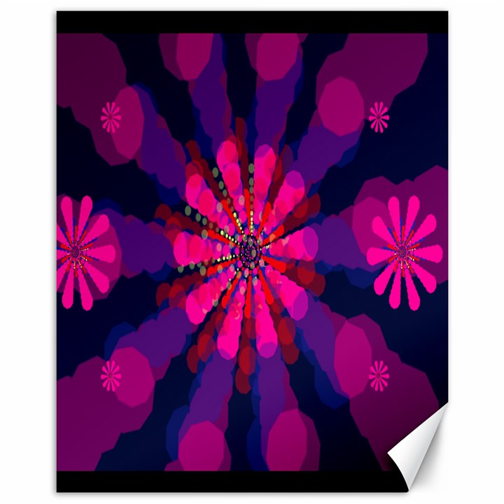 Flower Red Pink Purple Star Sunflower Canvas 11  x 14  