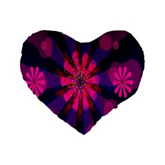 Flower Red Pink Purple Star Sunflower Standard 16  Premium Heart Shape Cushions by Mariart