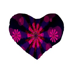 Flower Red Pink Purple Star Sunflower Standard 16  Premium Flano Heart Shape Cushions by Mariart