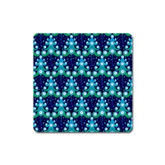 Christmas Tree Snow Green Blue Square Magnet by Mariart