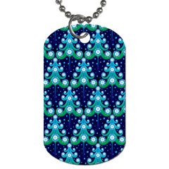 Christmas Tree Snow Green Blue Dog Tag (two Sides) by Mariart