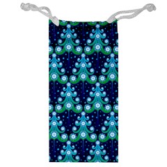 Christmas Tree Snow Green Blue Jewelry Bag by Mariart