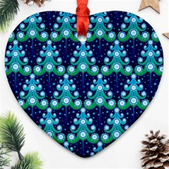 Christmas Tree Snow Green Blue Heart Ornament (two Sides) by Mariart