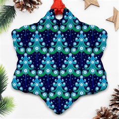 Christmas Tree Snow Green Blue Ornament (snowflake) by Mariart