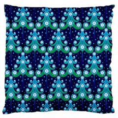 Christmas Tree Snow Green Blue Large Cushion Case (two Sides) by Mariart