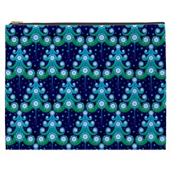 Christmas Tree Snow Green Blue Cosmetic Bag (xxxl)  by Mariart