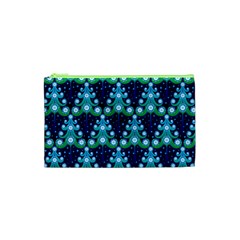 Christmas Tree Snow Green Blue Cosmetic Bag (xs) by Mariart