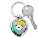 Illustrated Circle Round Polka Rainbow Key Chains (Heart)  Front