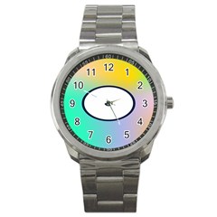 Illustrated Circle Round Polka Rainbow Sport Metal Watch by Mariart