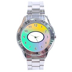 Illustrated Circle Round Polka Rainbow Stainless Steel Analogue Watch by Mariart