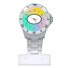 Illustrated Circle Round Polka Rainbow Plastic Nurses Watch by Mariart